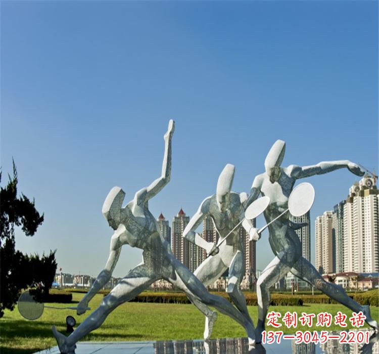 南阳不锈钢园林打羽毛球雕塑