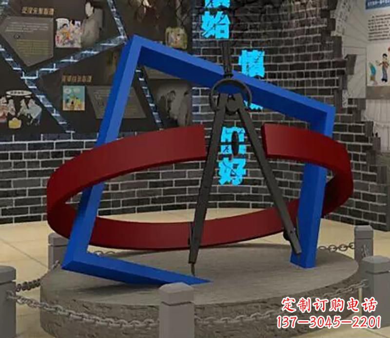 南阳不锈钢圆规景观雕塑