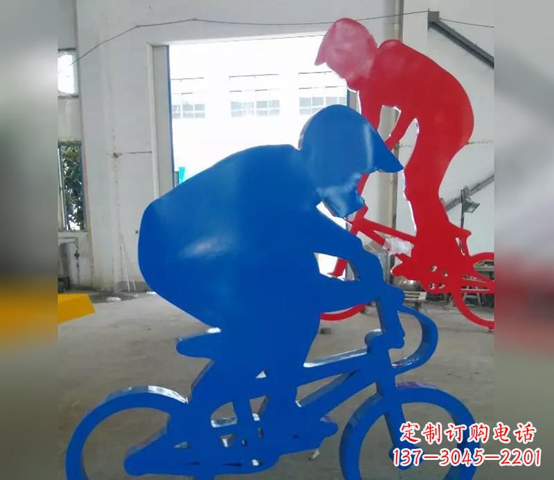 南阳不锈钢运动骑·精美自行车雕塑