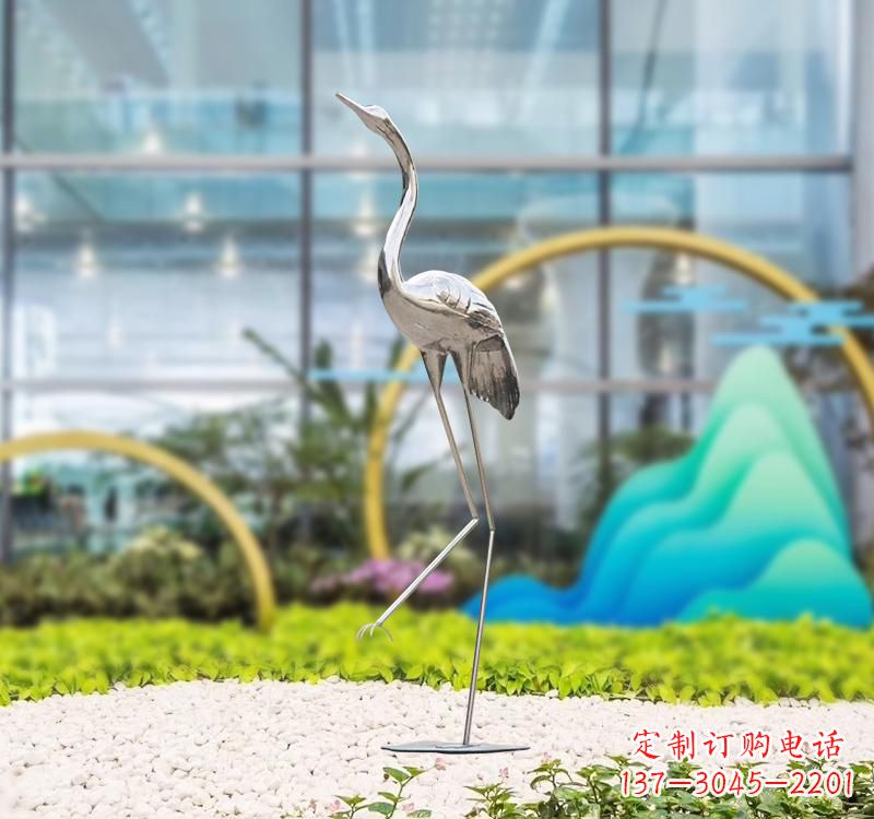 南阳不锈钢展翅仙鹤雕塑