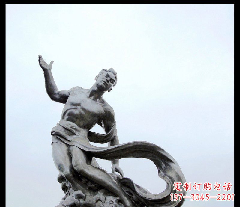 南阳不锈钢站在浪花上的男人公园雕塑