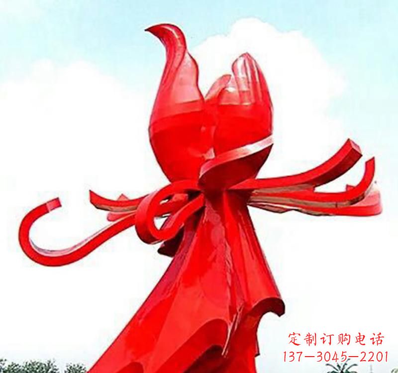 南阳不锈钢植物广场玫瑰花雕塑
