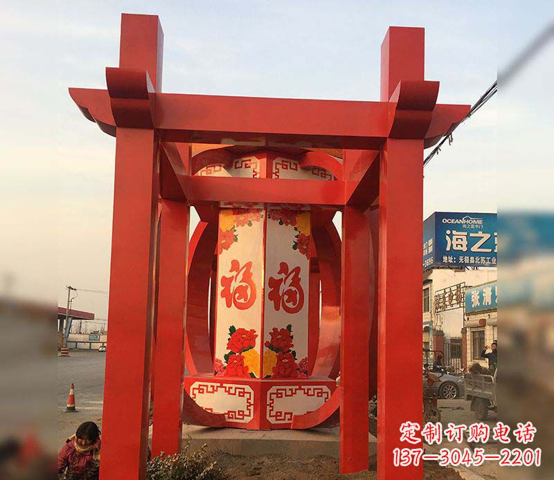 南阳不锈钢中国梦灯笼雕塑