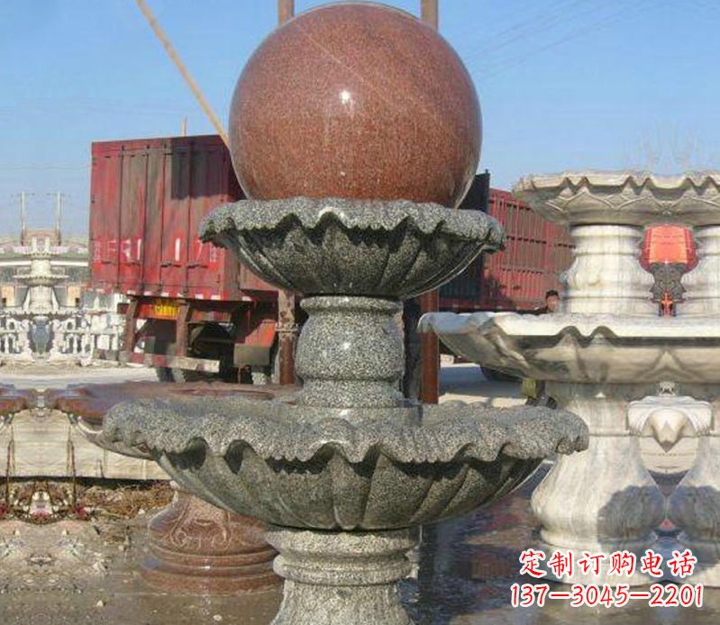 南阳财源滚滚石雕风水球喷泉雕塑 (5)