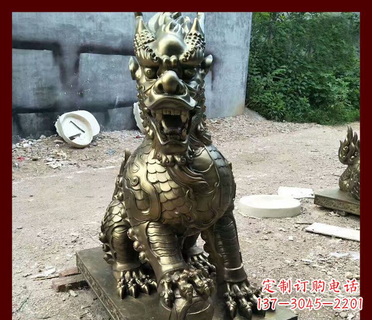 南阳踩球麒麟镇宅铜雕