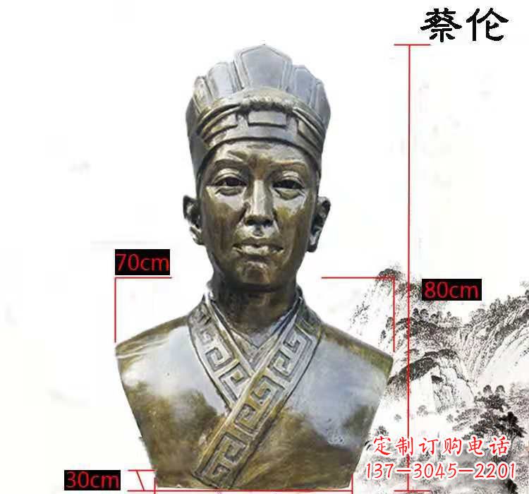 南阳蔡伦头像铜雕