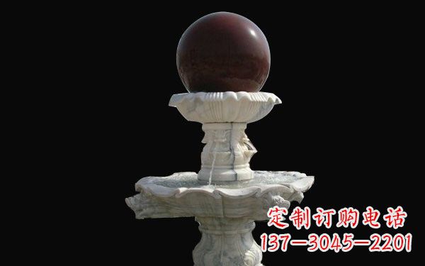 南阳草白玉风水球石雕
