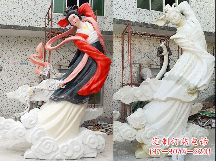 南阳嫦娥玻璃钢雕塑-玻璃钢彩绘神话人物雕像