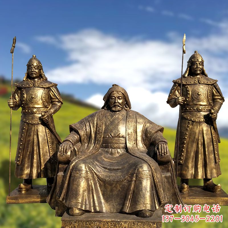 南阳成吉思汗铜雕景观雕塑-玻璃钢仿铜历史名人古代著名人物雕像