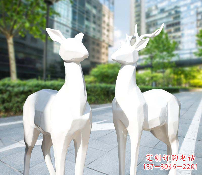 南阳景观雕塑鹿形不锈钢块面