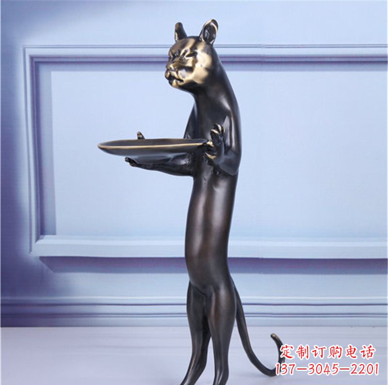 南阳抽象动物猫铜雕