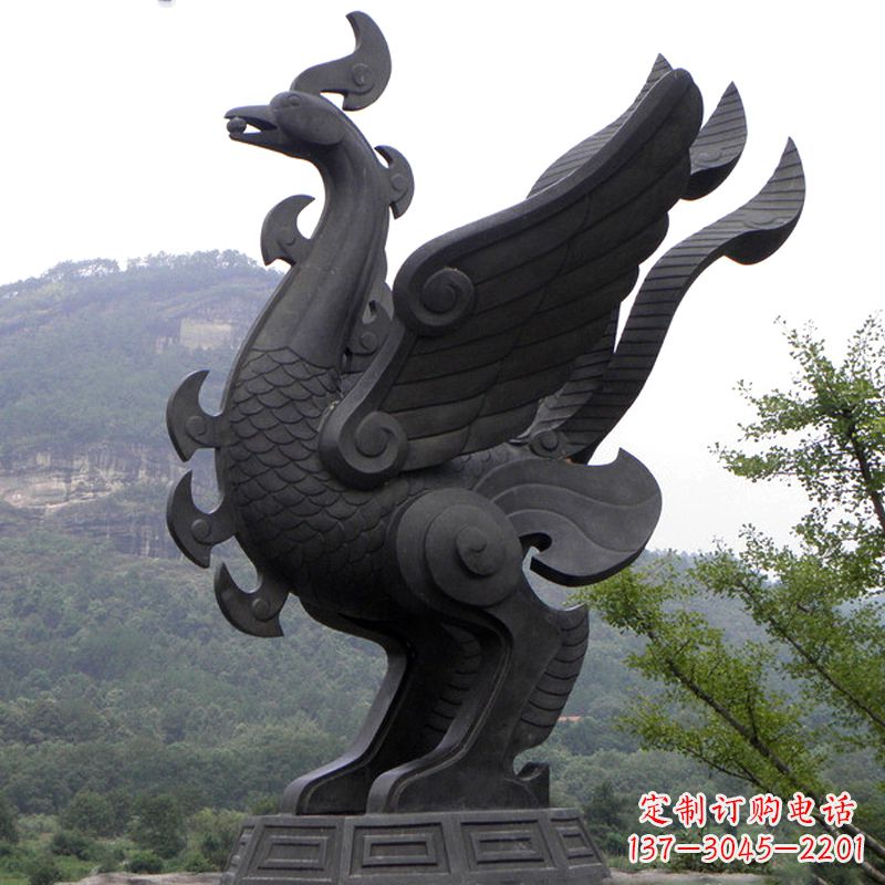 南阳抽象凤凰铜雕-景区景点上古神兽动物景观雕塑