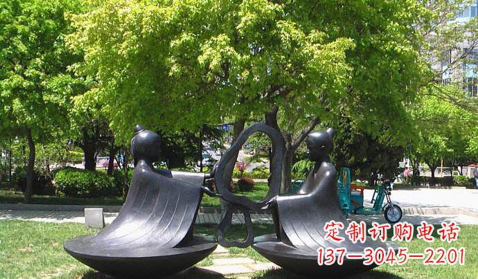 南阳抽象孔融让梨校园景观铜雕