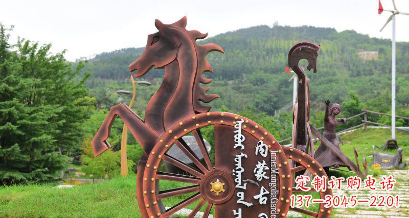 南阳抽象马车不锈钢标志雕塑