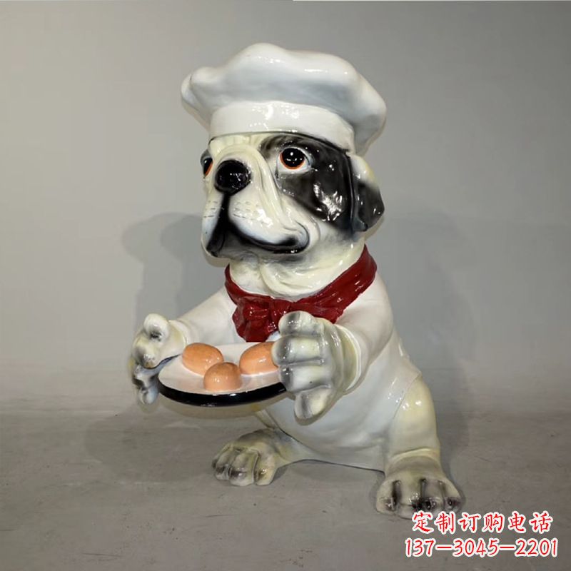 南阳玻璃钢仿陶瓷狗雕塑——以斗牛犬为原型