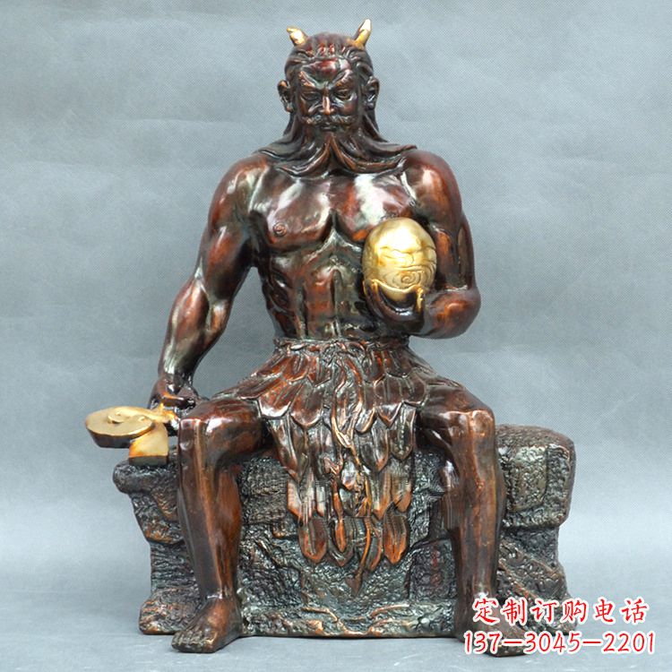 南阳纯铜神农大帝坐姿雕塑像