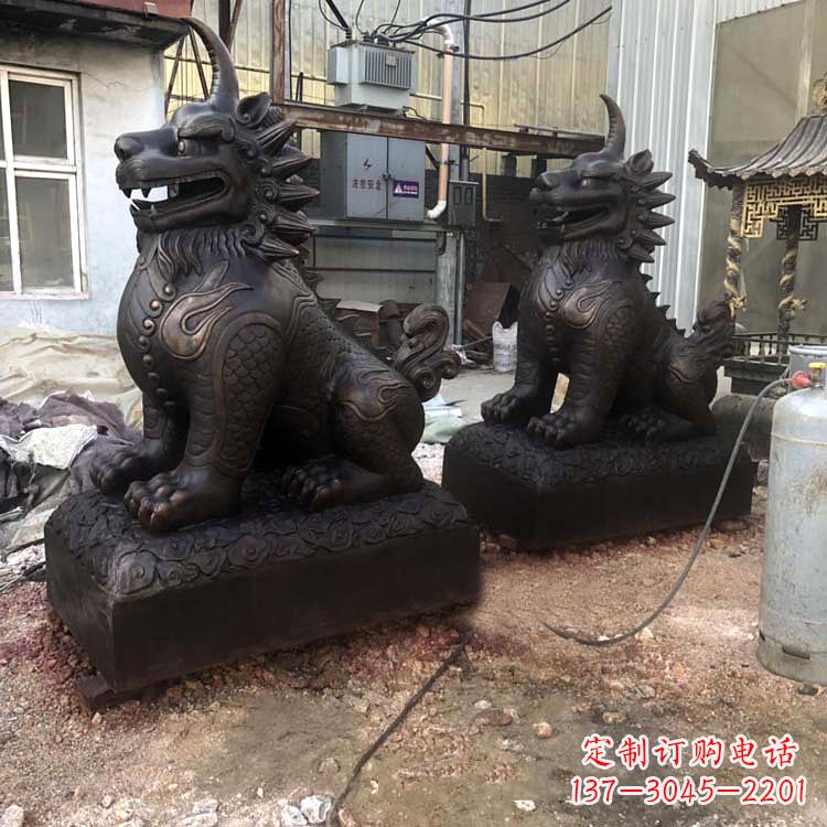 南阳精美纯铜獬豸雕塑中国古代神兽雕刻之美