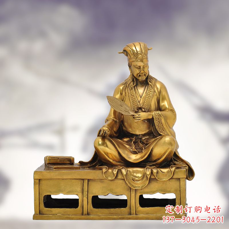 南阳纯铜诸葛亮雕塑象征中国智慧