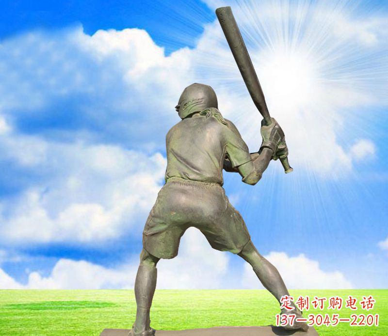 南阳打棒球公园人物铜雕