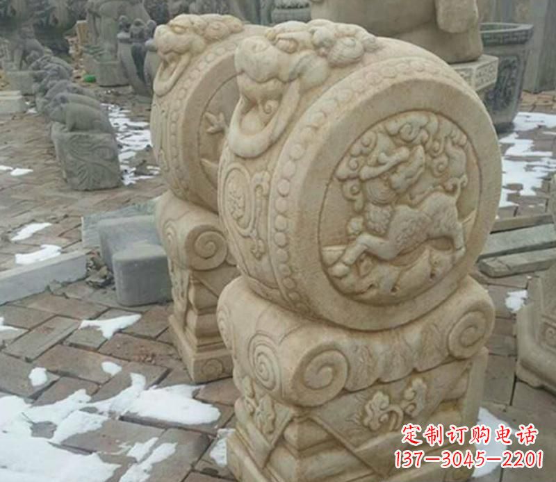 南阳大理石抱鼓公园门墩雕塑——精美雕刻展现灵动之美