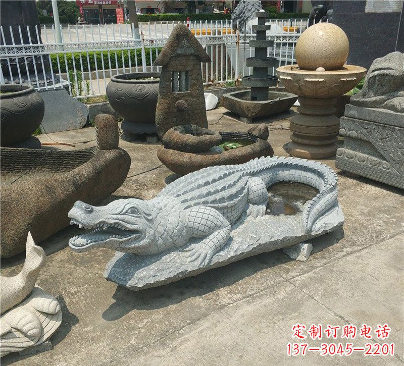 南阳动物雕塑大理石鳄鱼