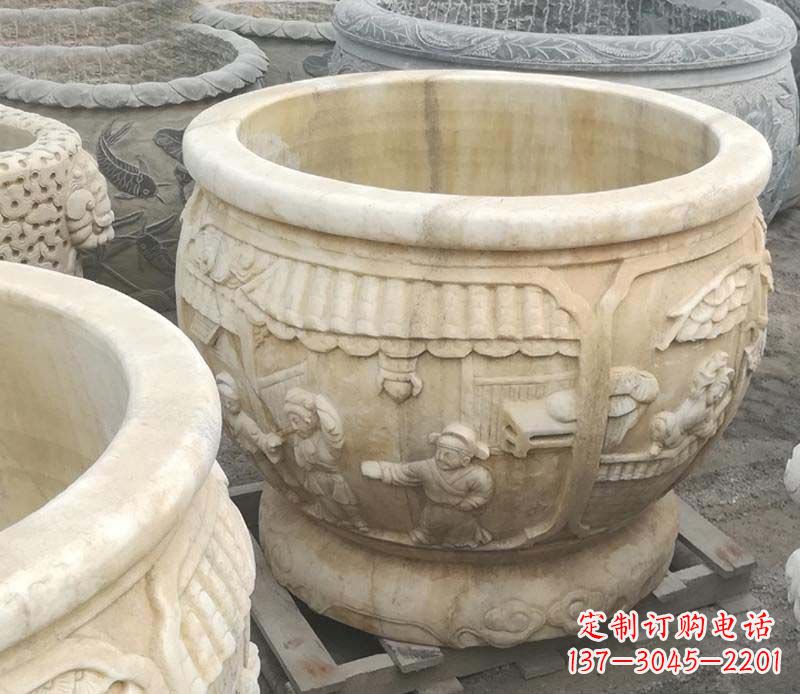 南阳雕刻精美的大理石儿童水缸