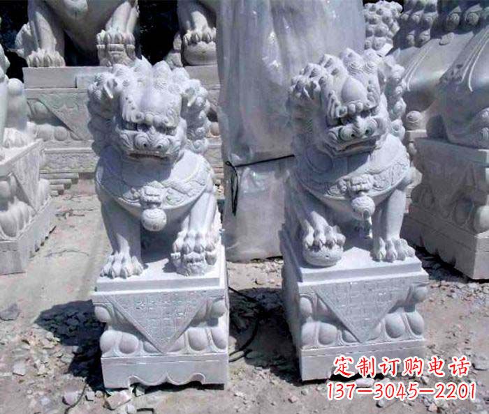 南阳大理石仿古石狮子 (2)