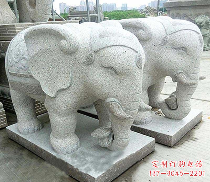 南阳大理石制作的精美招财大象雕塑
