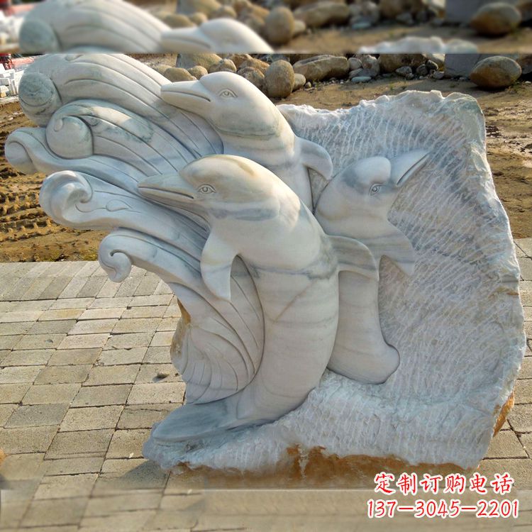 南阳海豚雕塑以大理石精美绝伦