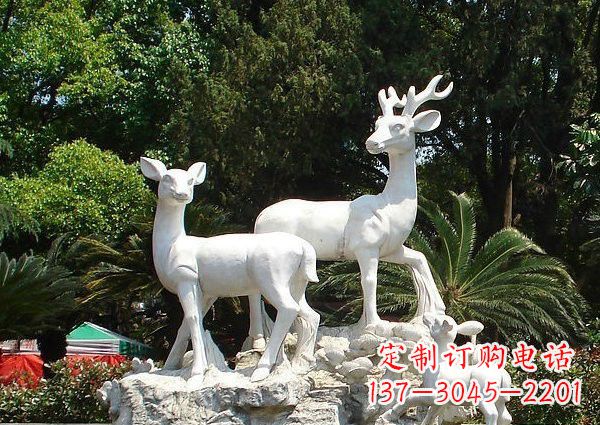 南阳雕塑艺术——大理石公园小鹿石雕