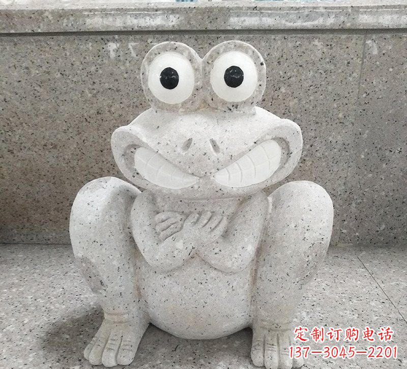 南阳大理石公园精美青蛙雕塑