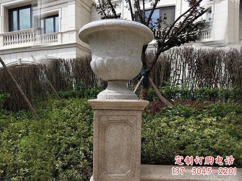 南阳大理石花钵小区花盆石雕