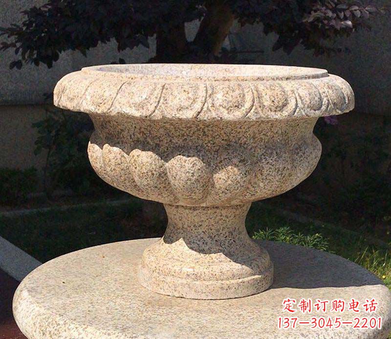 南阳大理石花钵公园花盆石雕