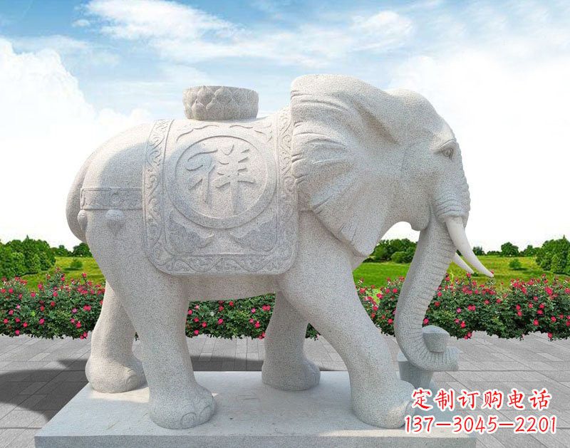南阳精美大理石大象雕塑