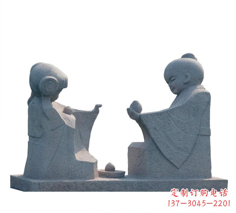 南阳传统风情——大理石孔融让梨雕塑