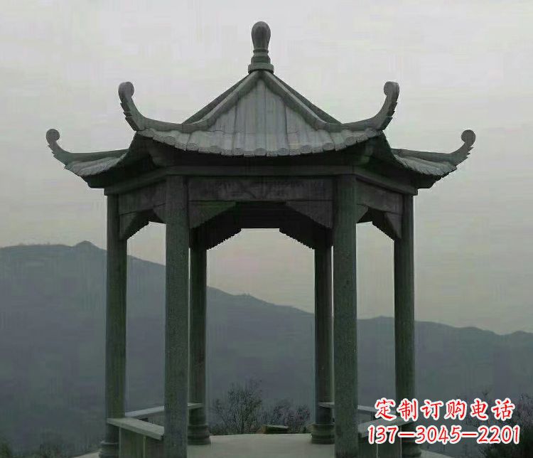 南阳考究工艺,奢华大理石六角凉亭雕塑
