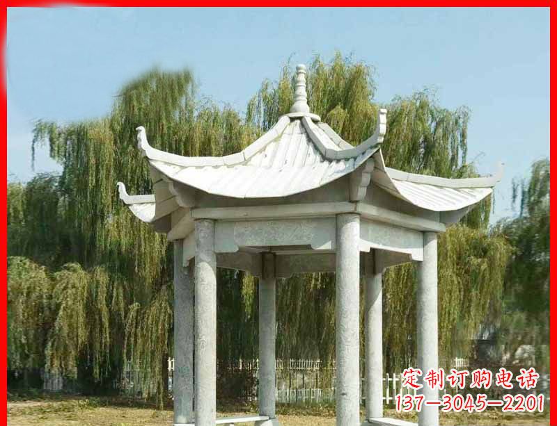 南阳大理石六角凉亭公园石雕 (3)