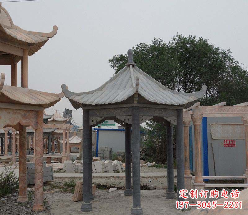 南阳大理石六角凉亭公园石雕 (2)
