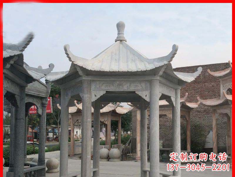 南阳大理石六角凉亭公园石雕