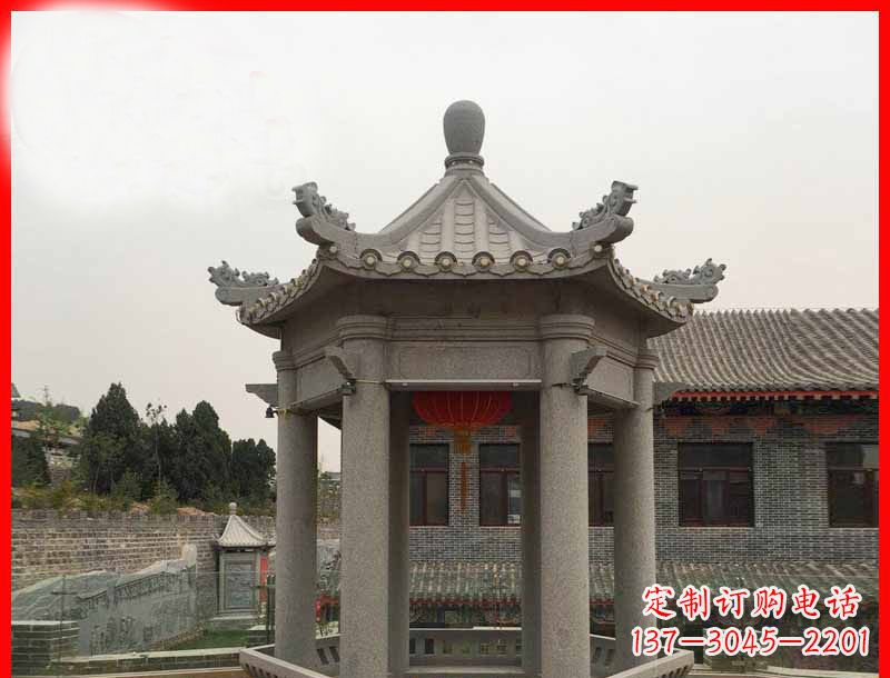 南阳大理石六角凉亭公园石雕 (4)