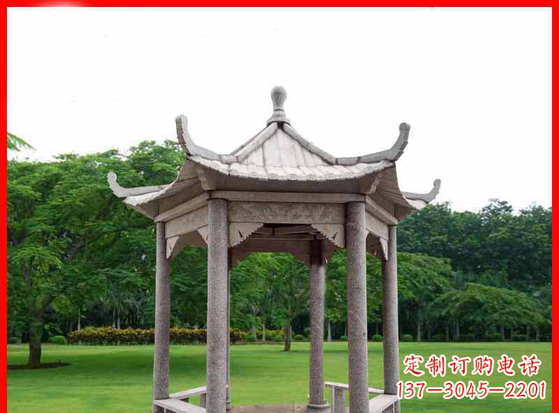 南阳大理石六角凉亭园林景观石雕