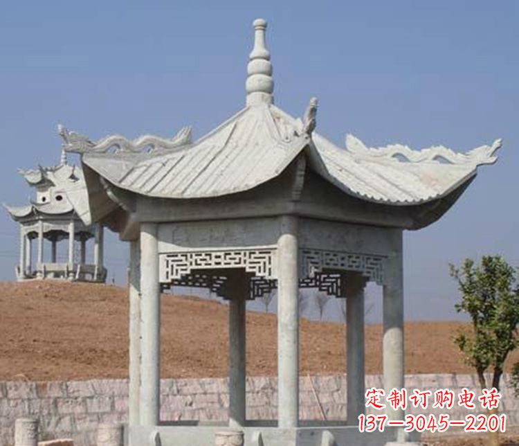 南阳大理石六角凉亭石雕 (3)