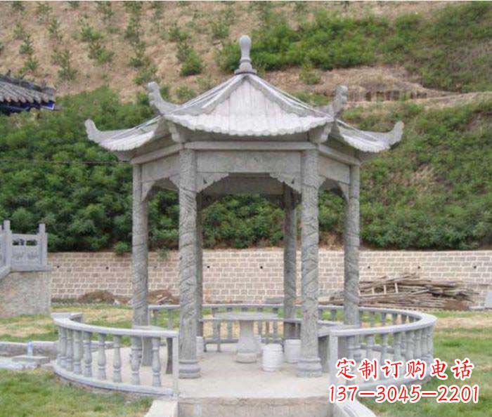 南阳大理石六角石雕凉亭 (2)