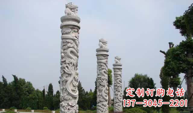 南阳精美大理石龙柱雕塑
