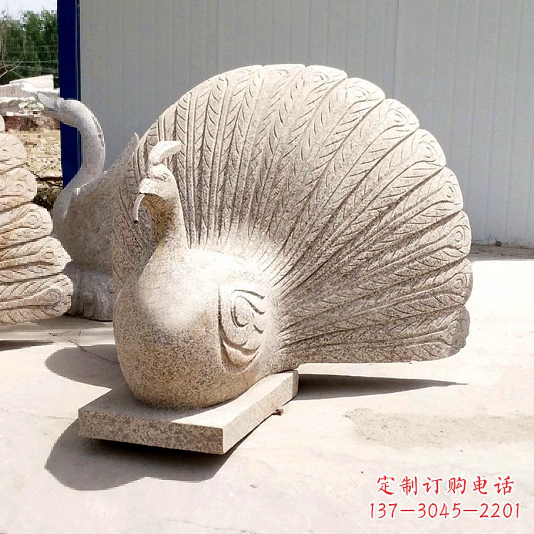 南阳大理石喷水孔雀,园林水景装饰动物雕塑