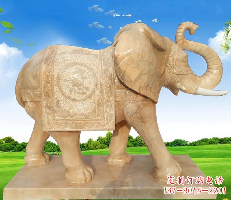 南阳大理石喷水大象雕塑