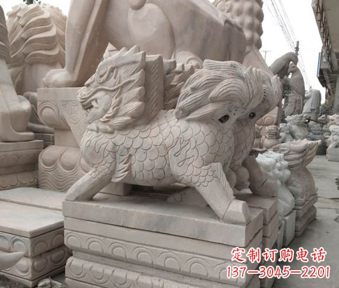 南阳大理石麒麟古代神兽石雕_2