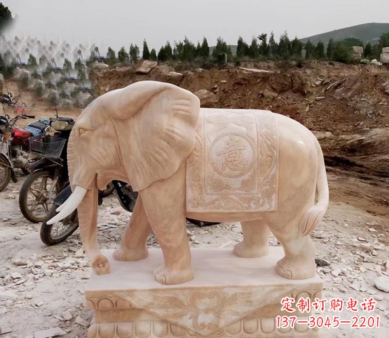 南阳优雅大象大理石雕塑