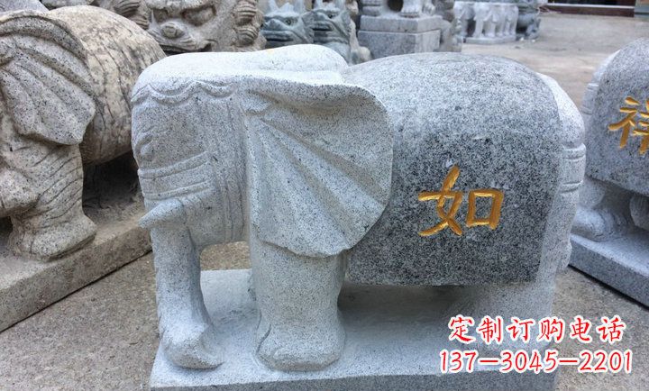 南阳精美大理石石象雕塑