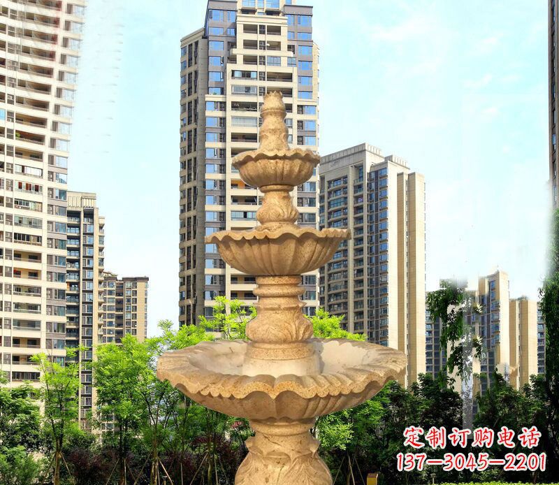 南阳大理石三层喷泉公园石雕 (2)